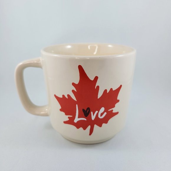 Maple Leaf Ellen Degeneres Love Mug Cup Coffee Tea 16oz Red Cream Valentine’s - Picture 2 of 10